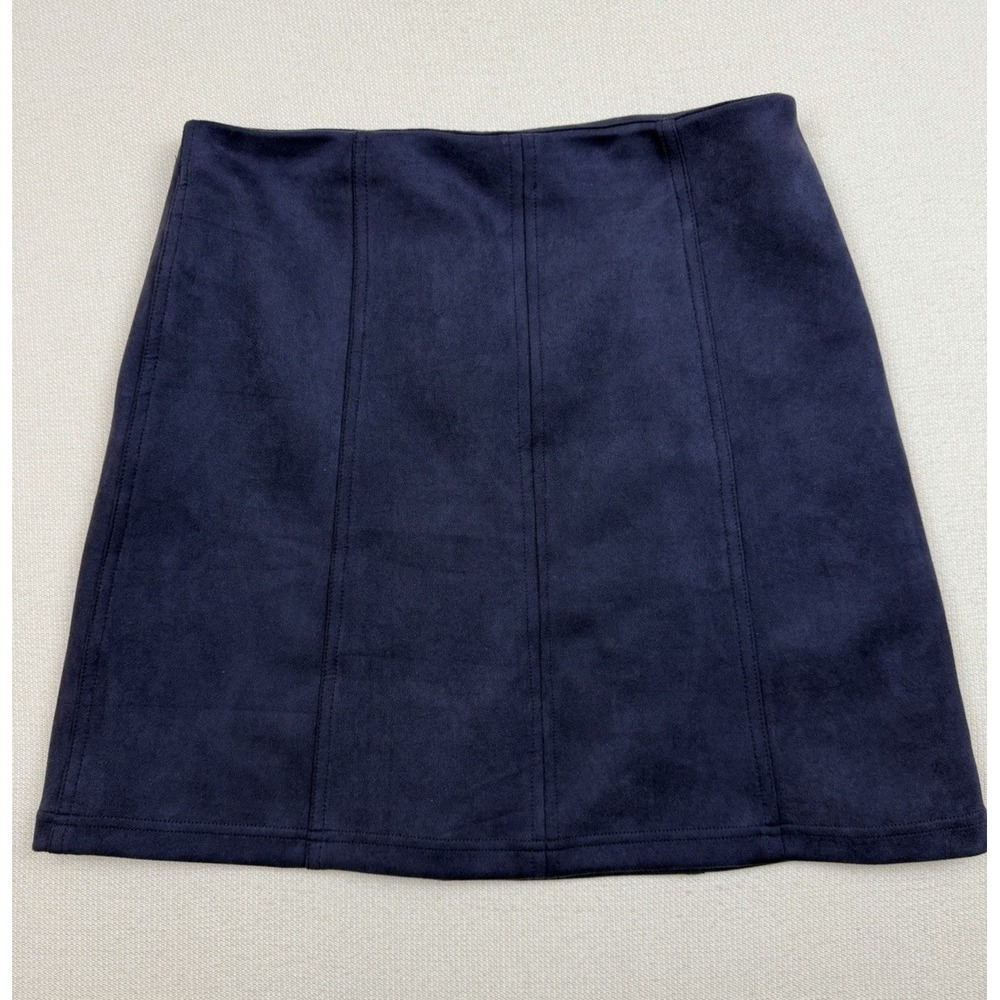 NEW Blue Rain Womens Mini Skirt Size Medium Faux Suede Classic Style Preppy Blue